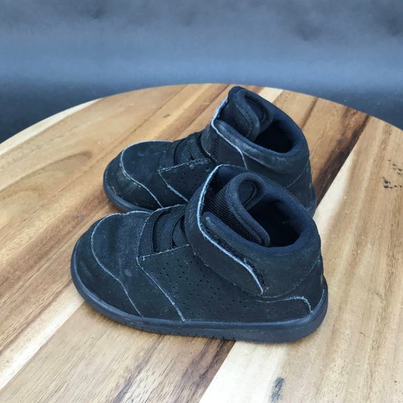 Nike Jordan 1 Flight 5 Premium TD Triple Black Sneakers Flex Lace Little Kids 7C - Picture 4 of 7